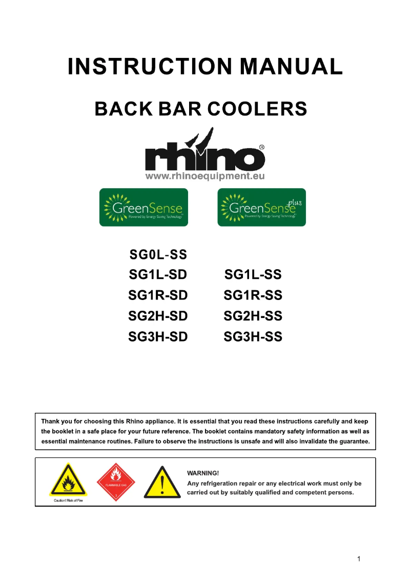 Page n°1 - Manuel utilisateur Rhino SG3H-B