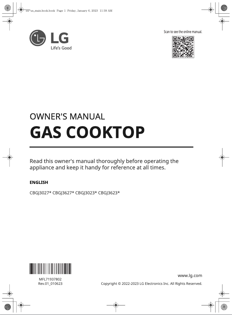 Page 1 de la notice Manuel utilisateur LG CBGJ3623S