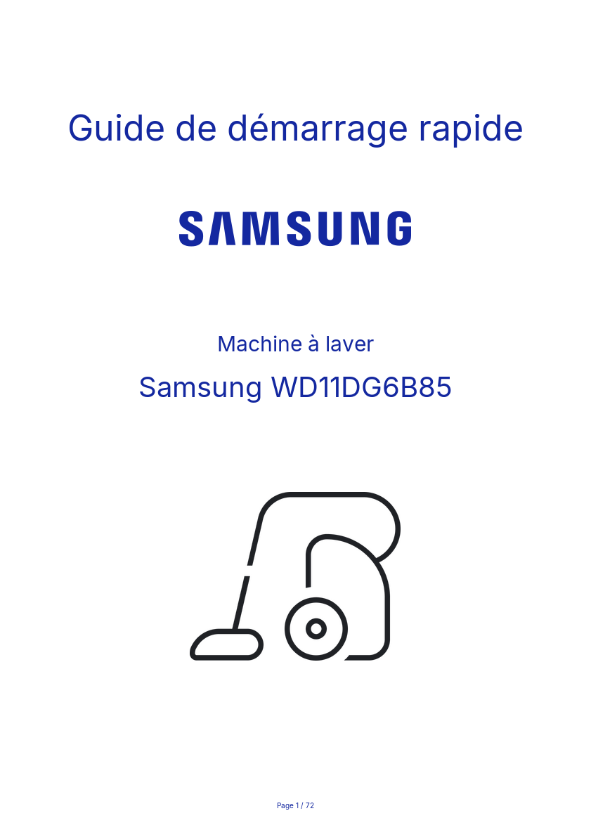 Page n°1 - Guide de démarrage rapide Samsung WD11DG6B85