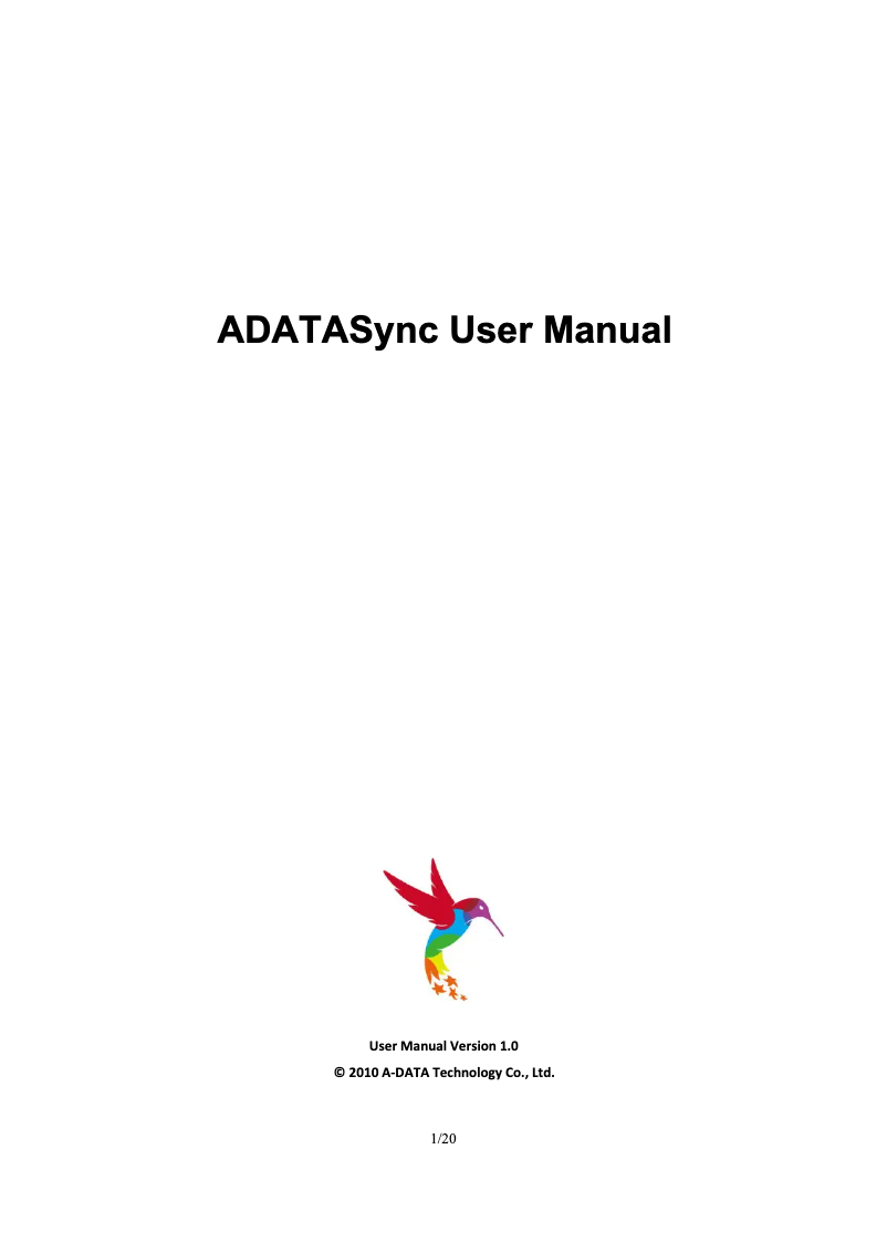 Page 1 de la notice Manuel utilisateur ADATA DashDrive Elite HE720