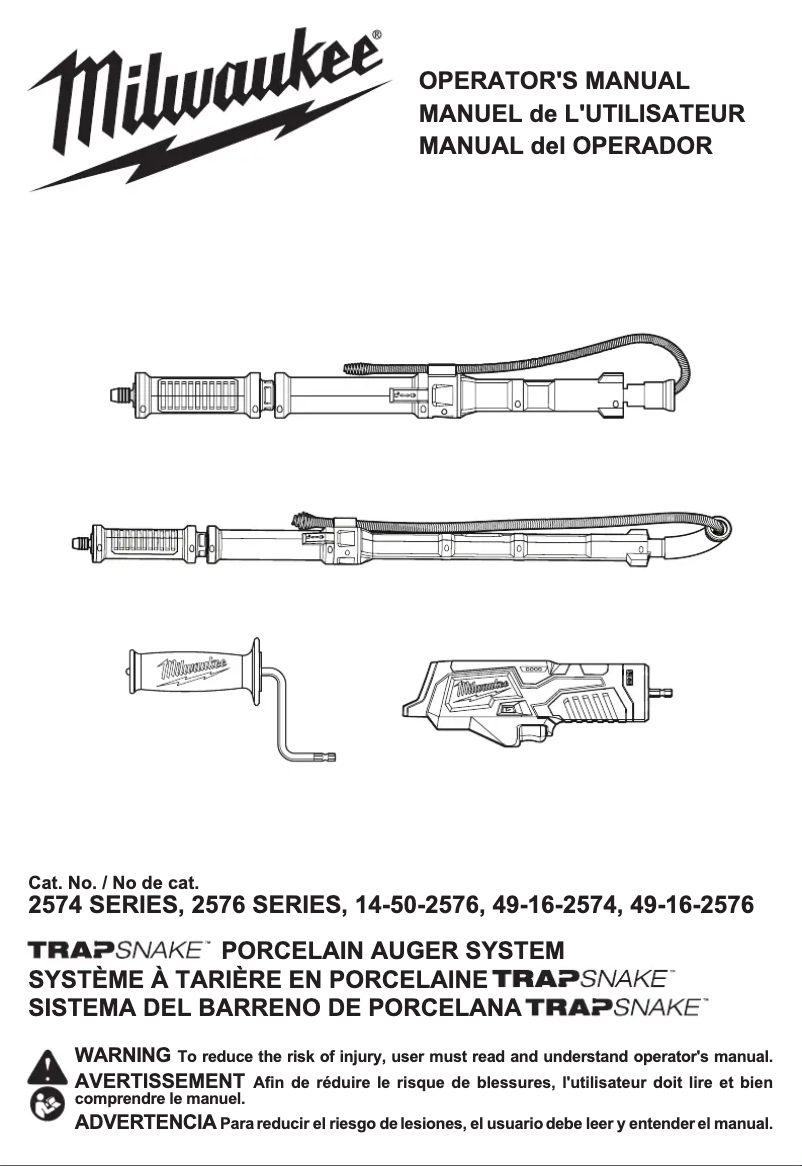 Page n°1 - Manuel utilisateur Milwaukee M12 TrapSnake 2574-21