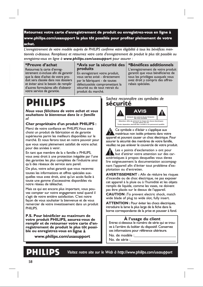 Page 1 de la notice Manuel utilisateur Philips HTS3555
