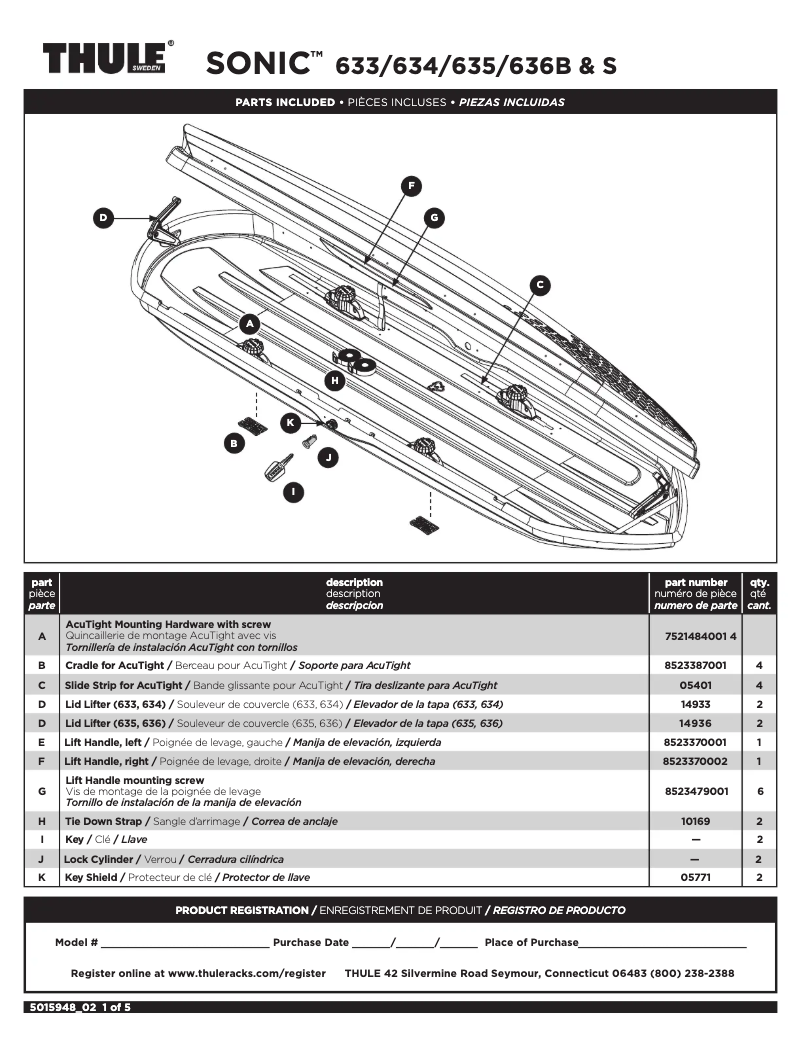 Página 1 del manual Manual de usuario Thule SONIC 636S