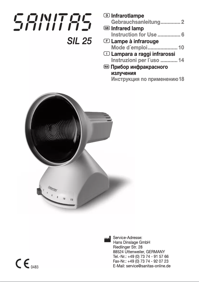 Page 1 de la notice Manuel utilisateur Sanitas SIL 25