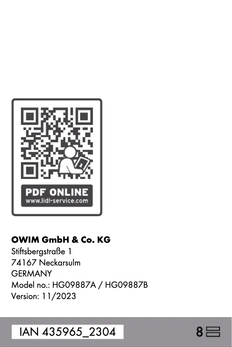 Page 1 de la notice Manuel utilisateur Tronic HG09887B