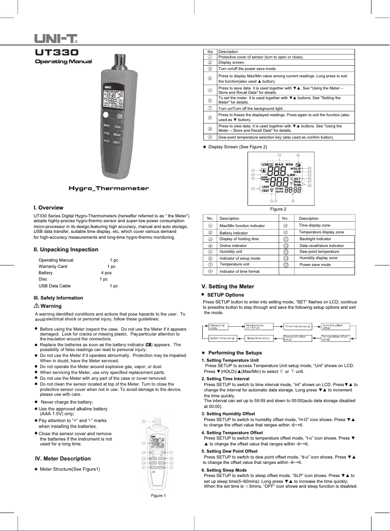Page n°1 - Manuel utilisateur Uni-T UT332