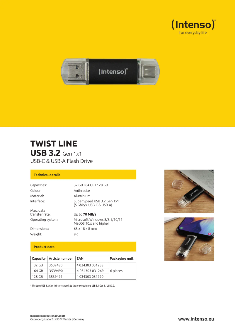 Image de la première page du manuel de l'appareil Twist Line USB 3.2