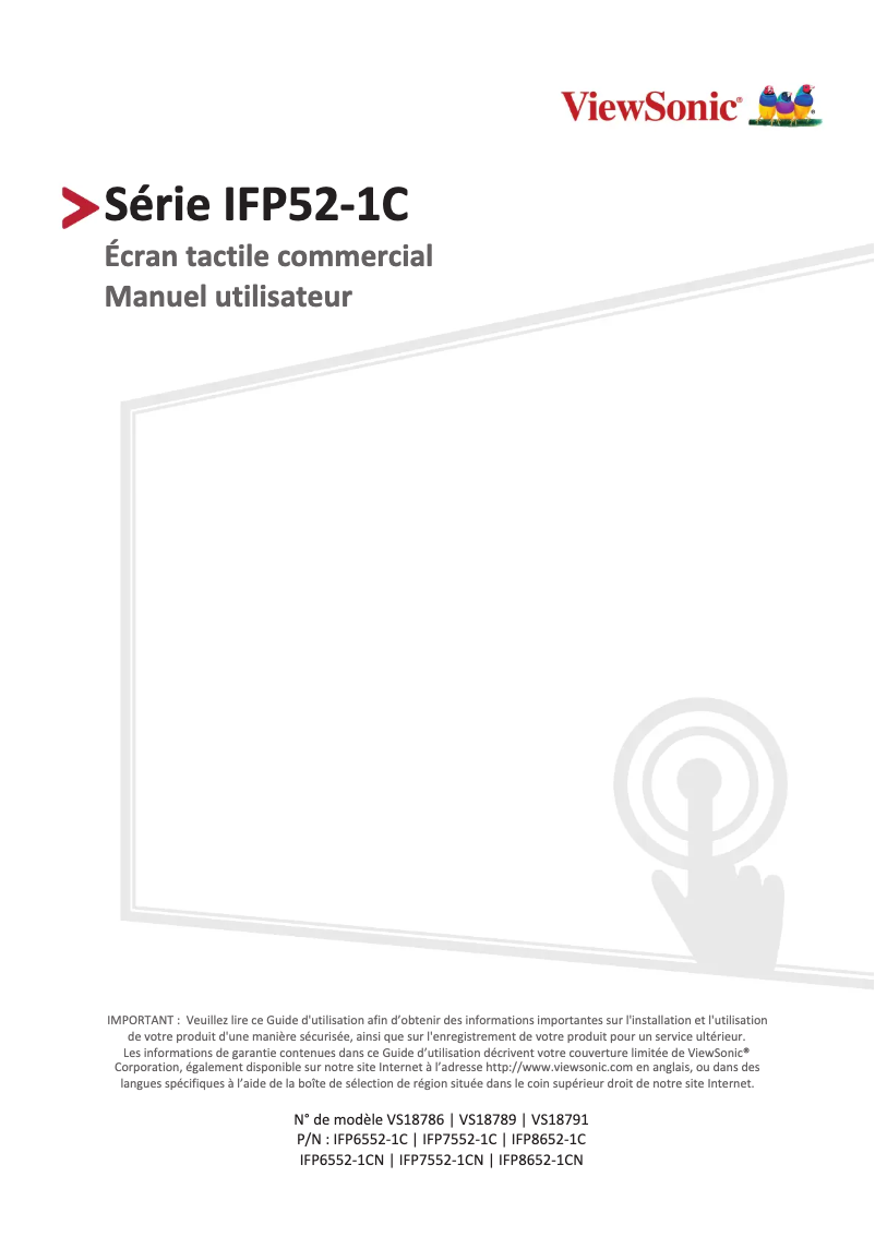 Page n°1 - Fiche technique Viewsonic IFP8652-1C