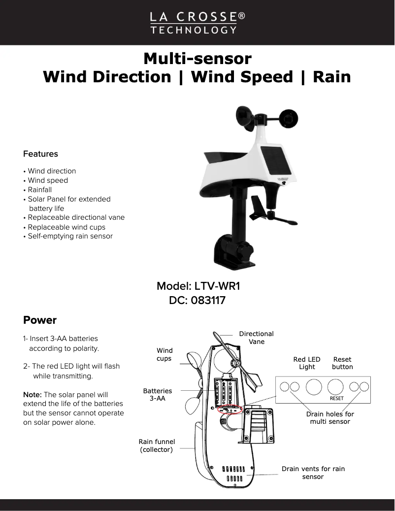 Page n°1 - Manuel utilisateur La Crosse Technology LTV-WR1
