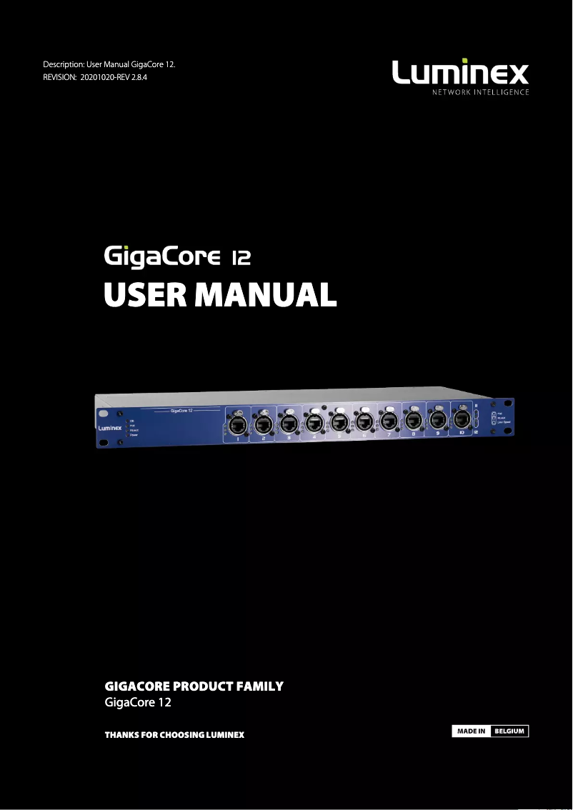 Page n°1 - Manuel utilisateur Luminex GigaCore 12