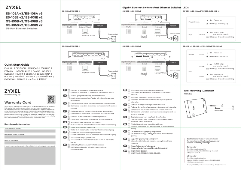 Page 1 de la notice Mode d'emploi ZyXEL ES-108E v2