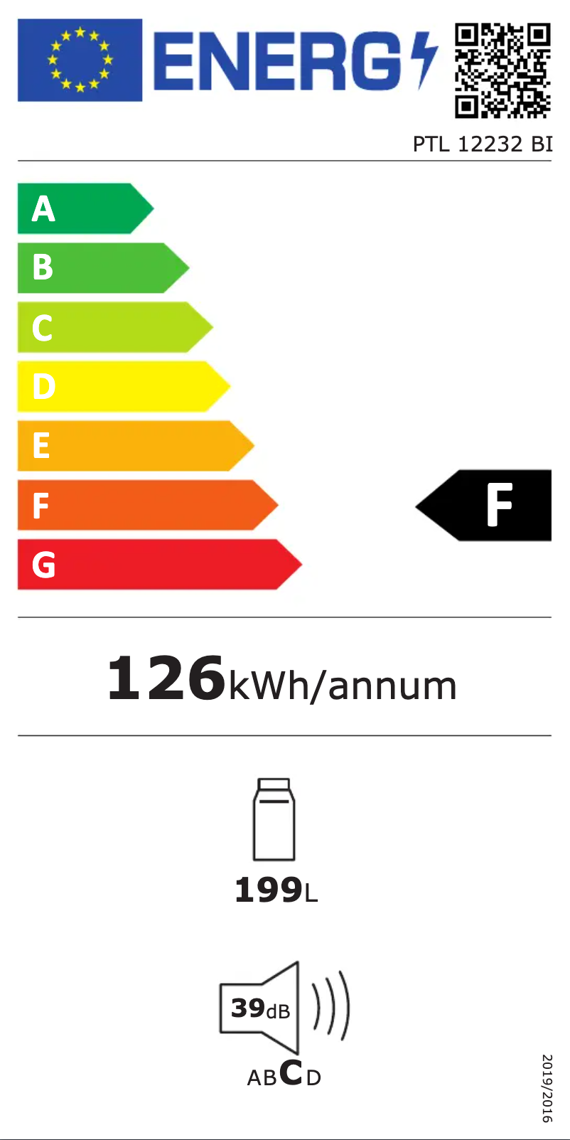 Page n°1 - Label énergétique Philco PTL 12232 Bi