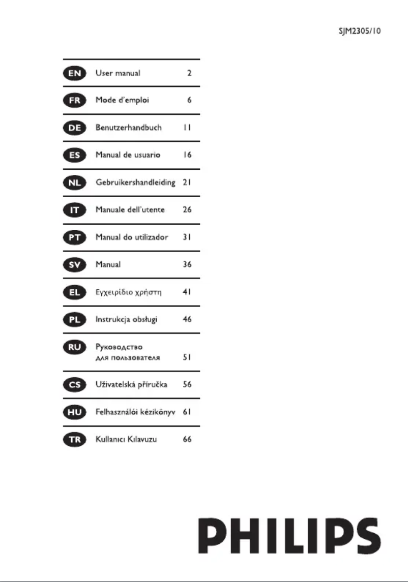 Page 1 de la notice Mode d'emploi Philips SJM2305