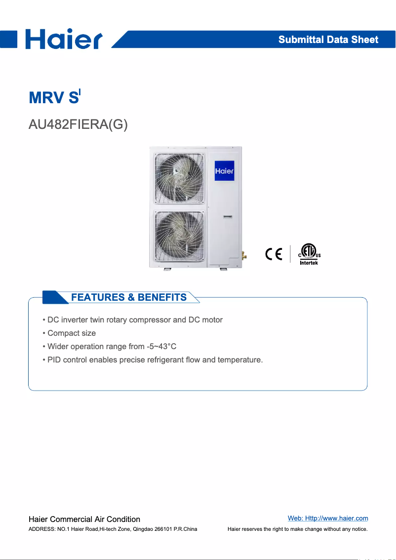 Image de la première page du manuel de l'appareil AU482FIERA(DC)