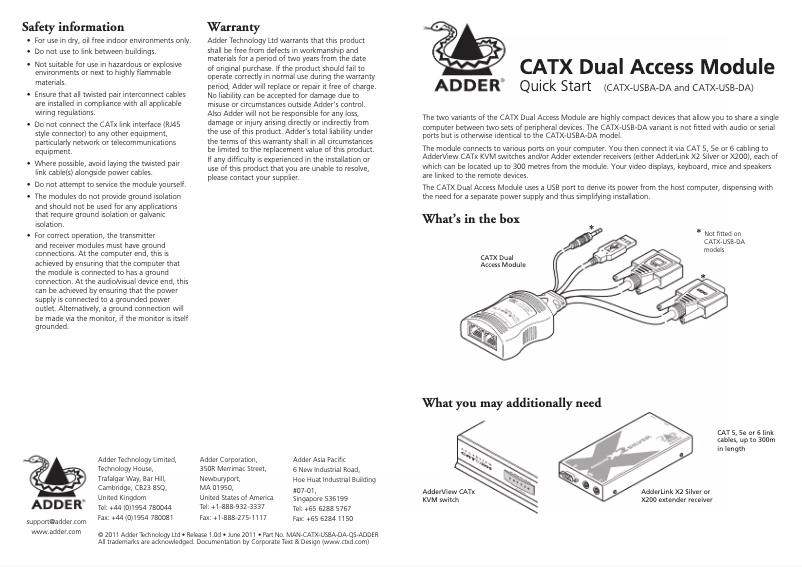 Página 1 del manual Manual de usuario Adder CATx Dual CAM
