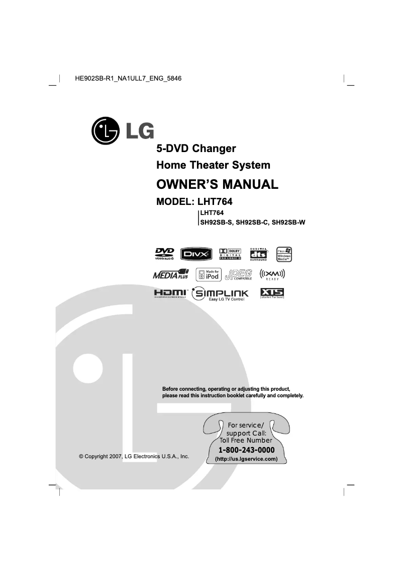 Página 1 del manual Manual de usuario LG HE902SB-R1
