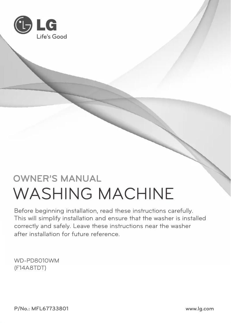 Page 1 de la notice Manuel utilisateur LG WD-PD8010WM