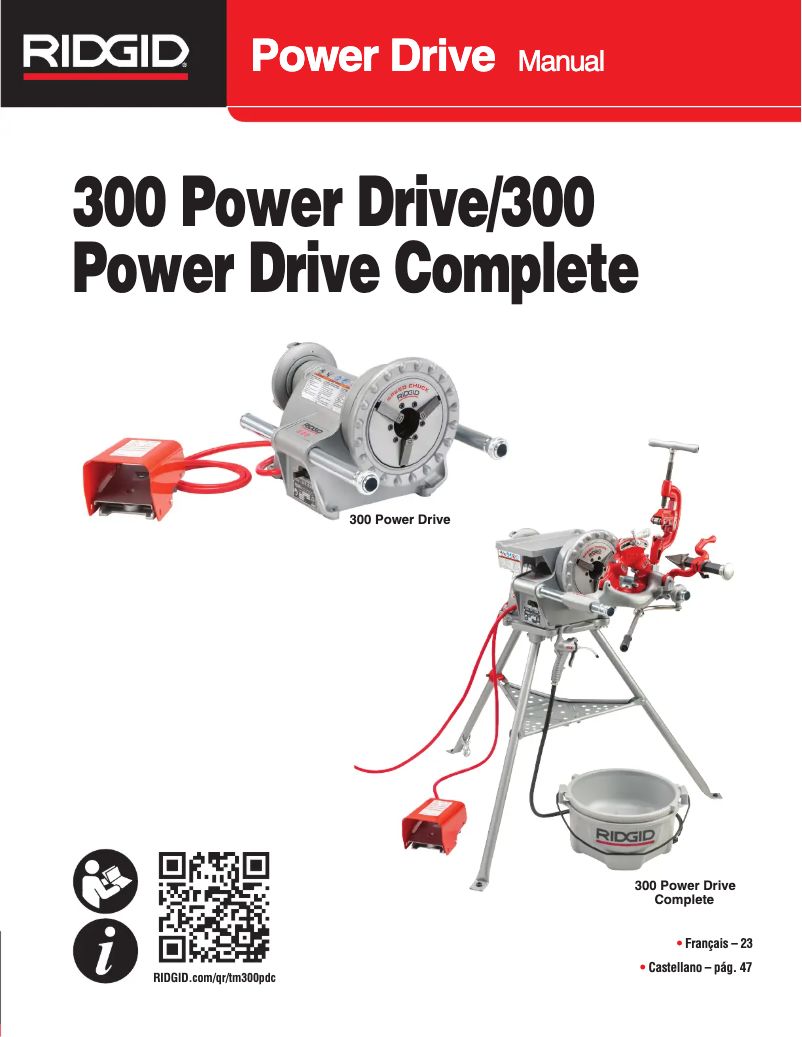 Page 1 de la notice Manuel utilisateur Ridgid 300