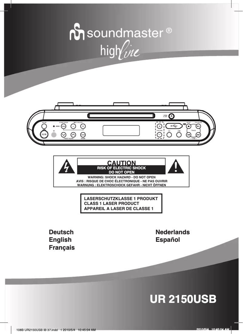 Page 1 de la notice Manuel utilisateur Soundmaster UR2150