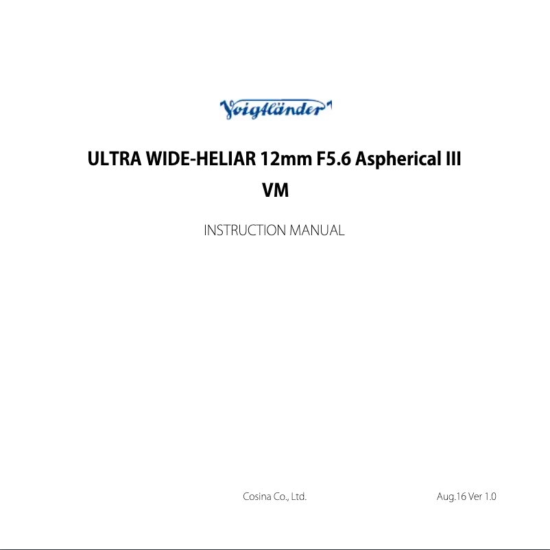 Page n°1 - Manuel utilisateur Voigtländer 40 mm/1:1.2 Nokton E