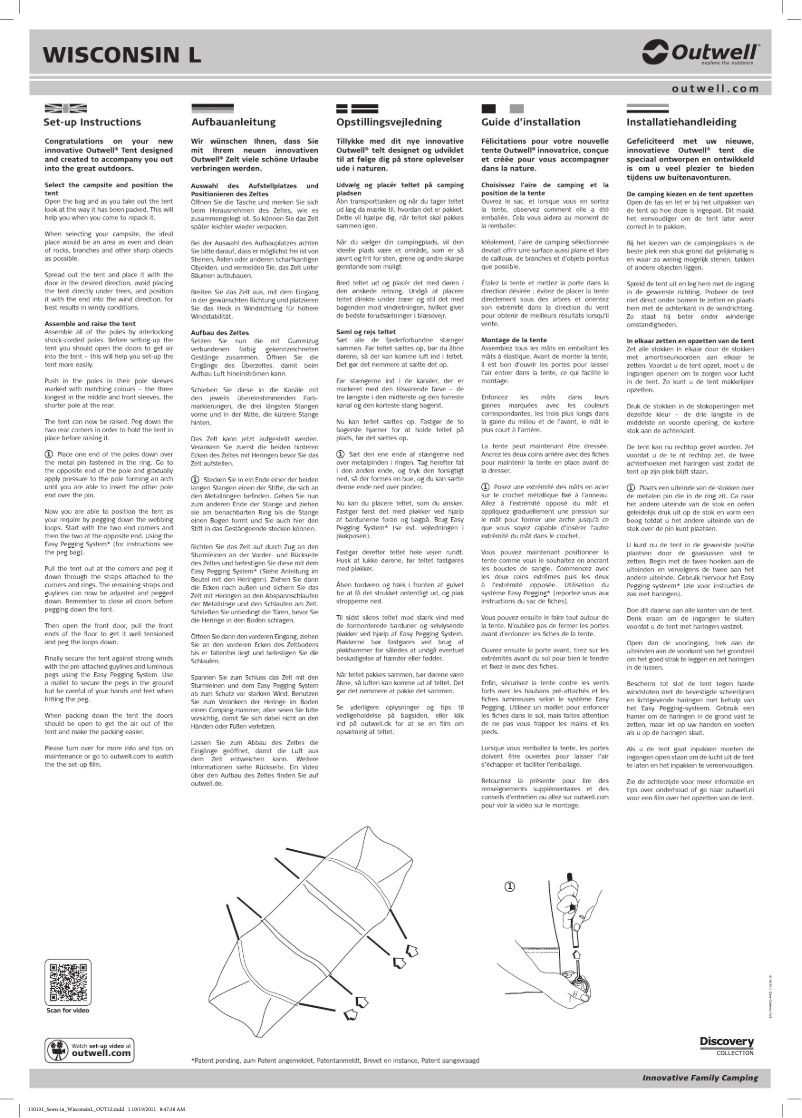 Página 1 del manual Manual de usuario Outwell Discovery Wisconsin L