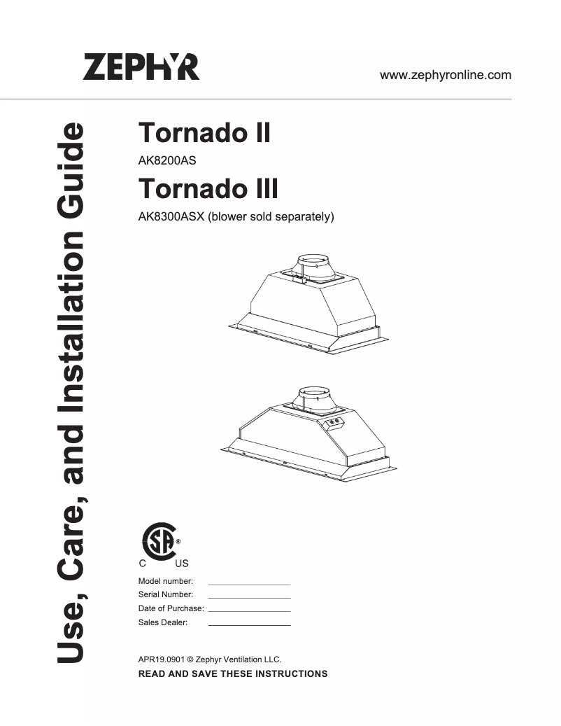 Page 1 de la notice Manuel utilisateur Zephyr Tornado II AK8200AS