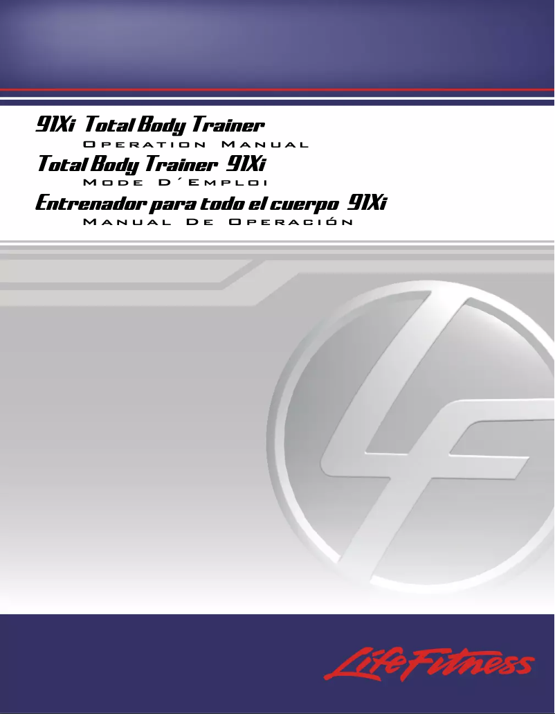 Page 1 de la notice Manuel utilisateur Life Fitness 91Xi Total Body Trainer