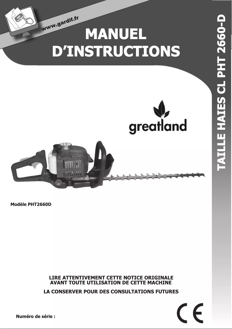 Page n°1 - Manuel utilisateur Greatland CL PHT 2660-D