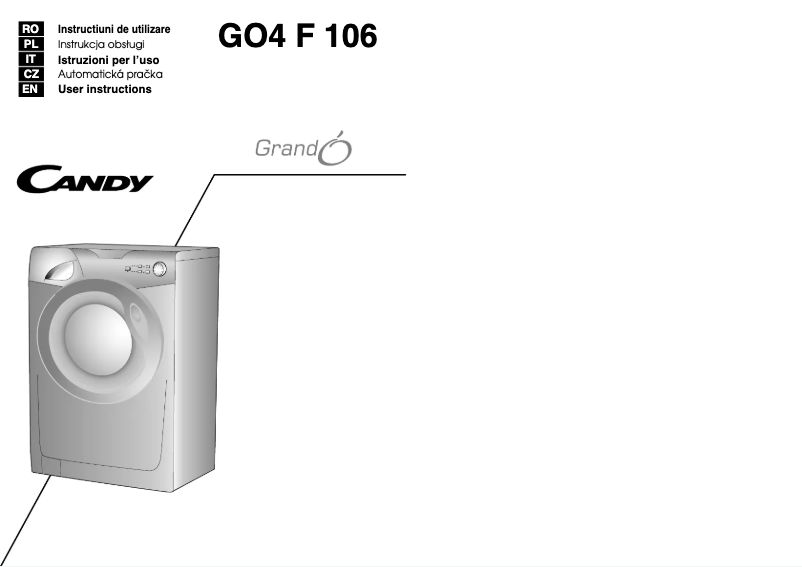 Page 1 de la notice Manuel utilisateur Candy GO4 F106/1-16S