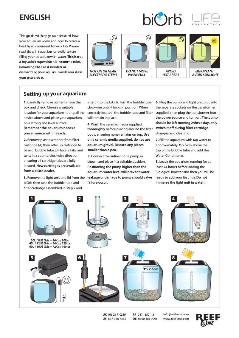 Page 1 de la notice Manuel utilisateur Reef One biOrb Life 60