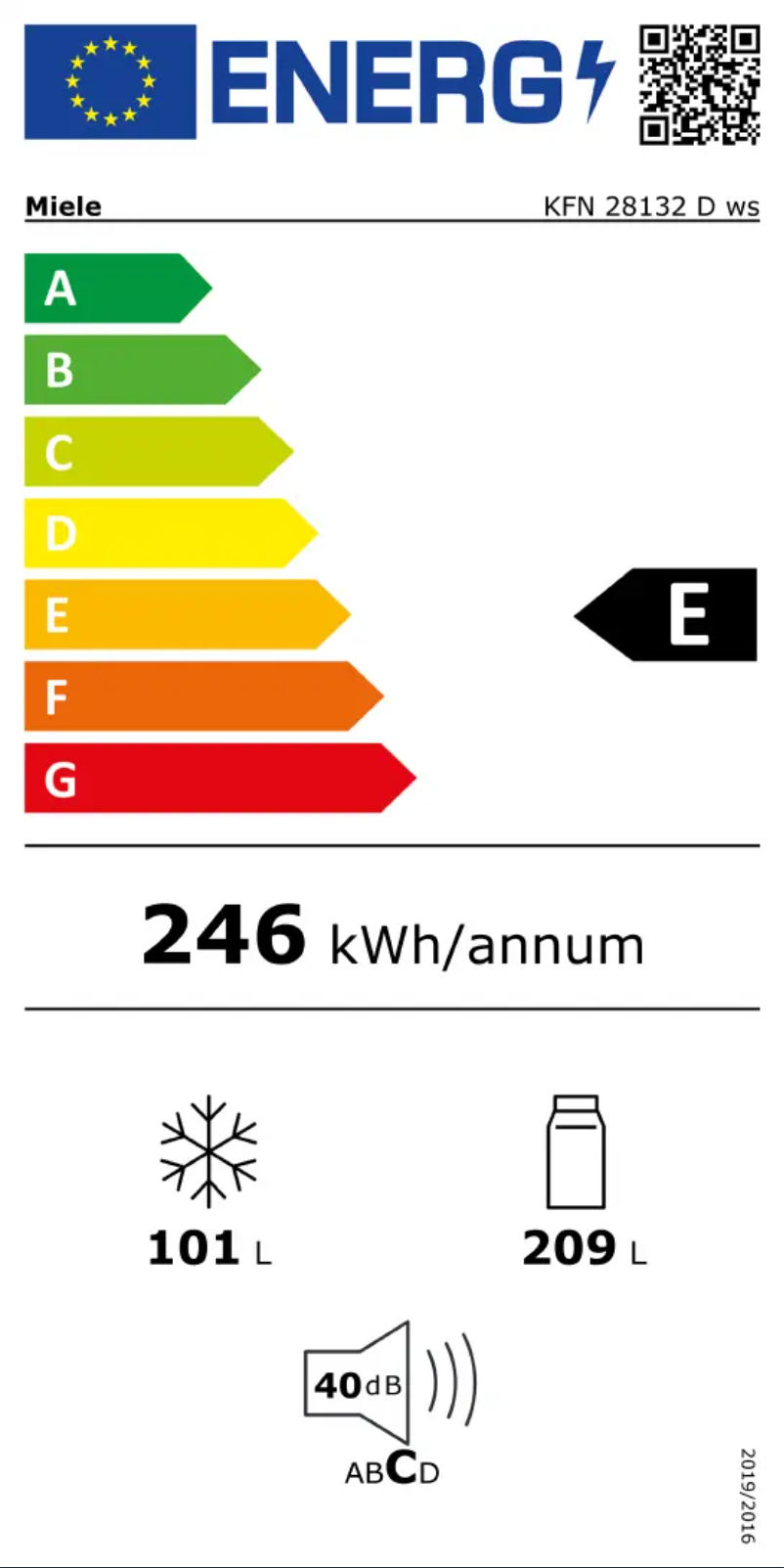 Page n°1 - Label énergétique Miele KFN 28132 D WS