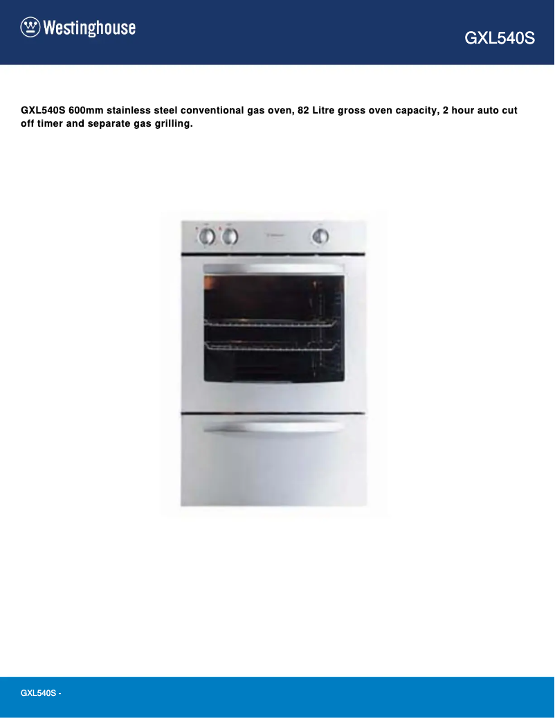 Image de la première page du manuel de l'appareil GXL540S