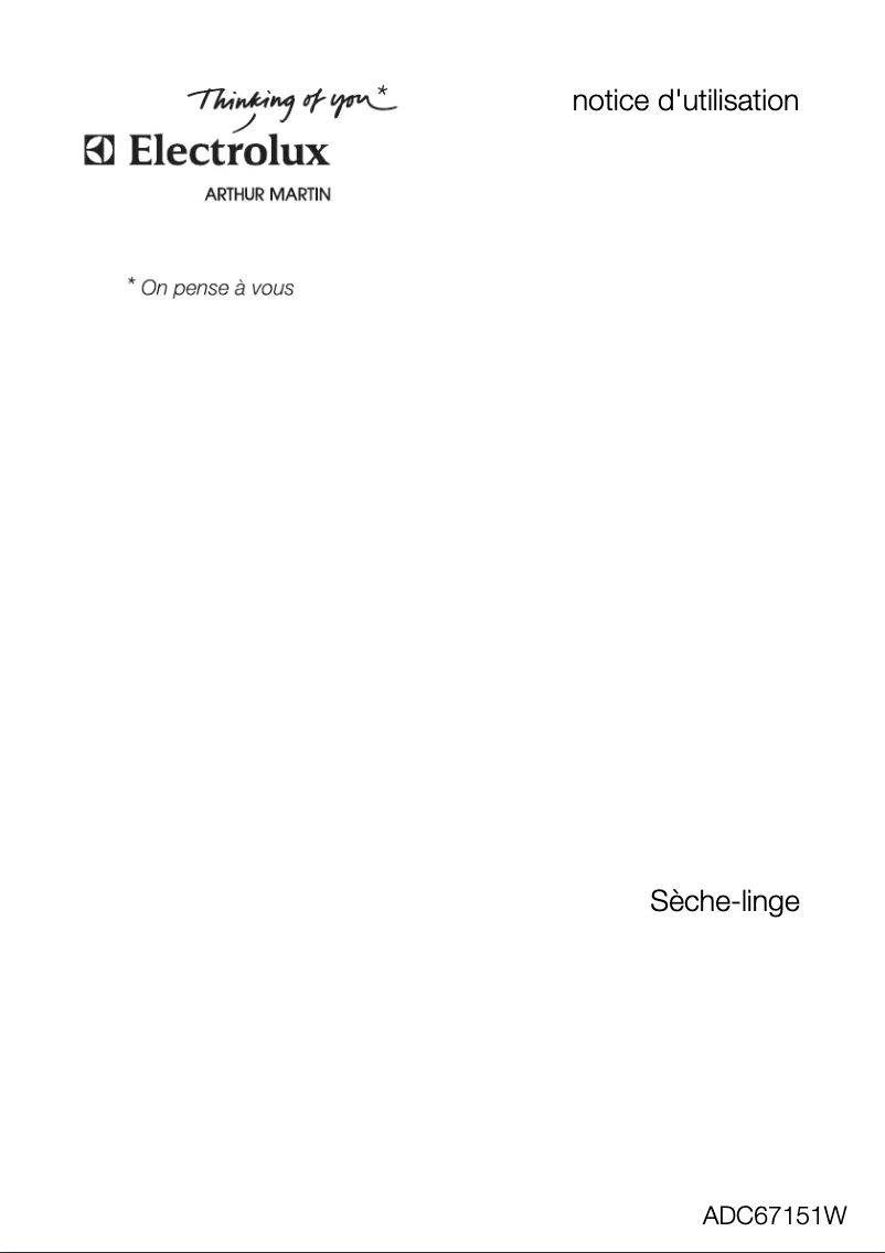Page n°1 - Manuel utilisateur Arthur Martin-Electrolux ADC 67151 W