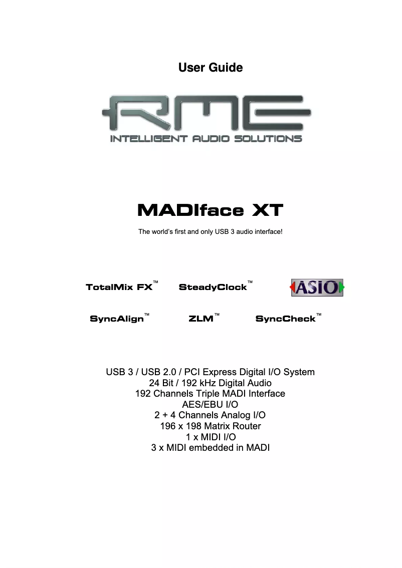 Page n°1 - Manuel utilisateur RME MADIface XT