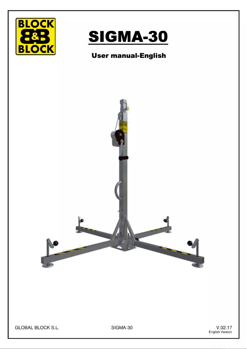 Page 1 de la notice Manuel utilisateur Block & Block SIGMA-30