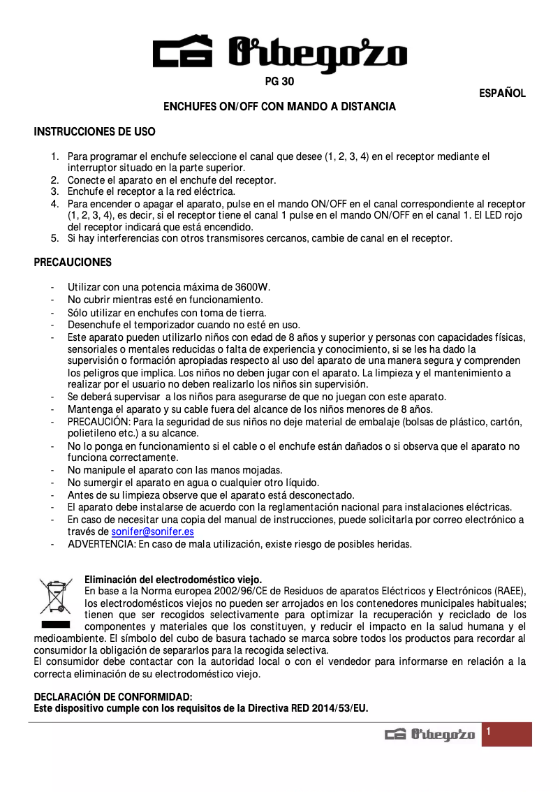 Image de la première page du manuel de l'appareil PG 30