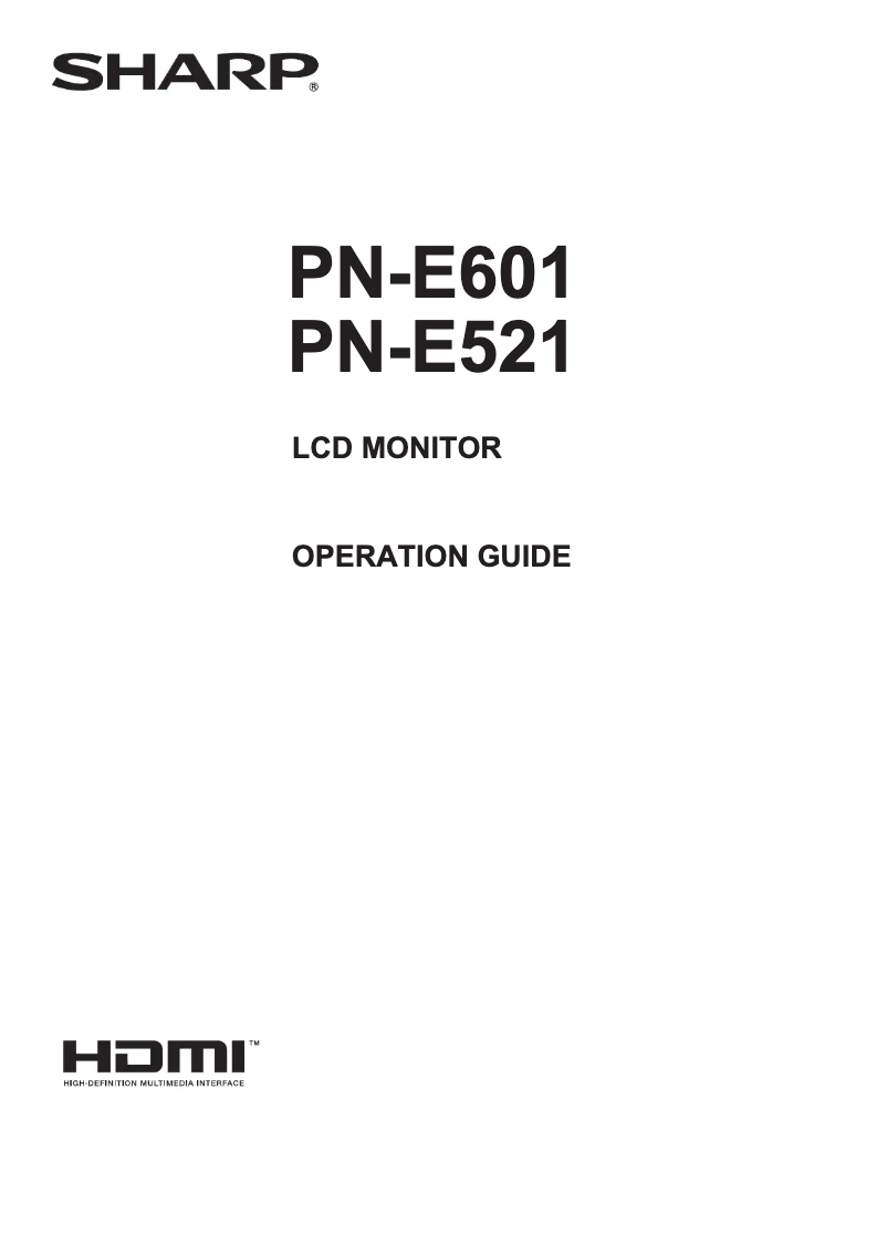Page n°1 - Manuel utilisateur Sharp PN-E601P