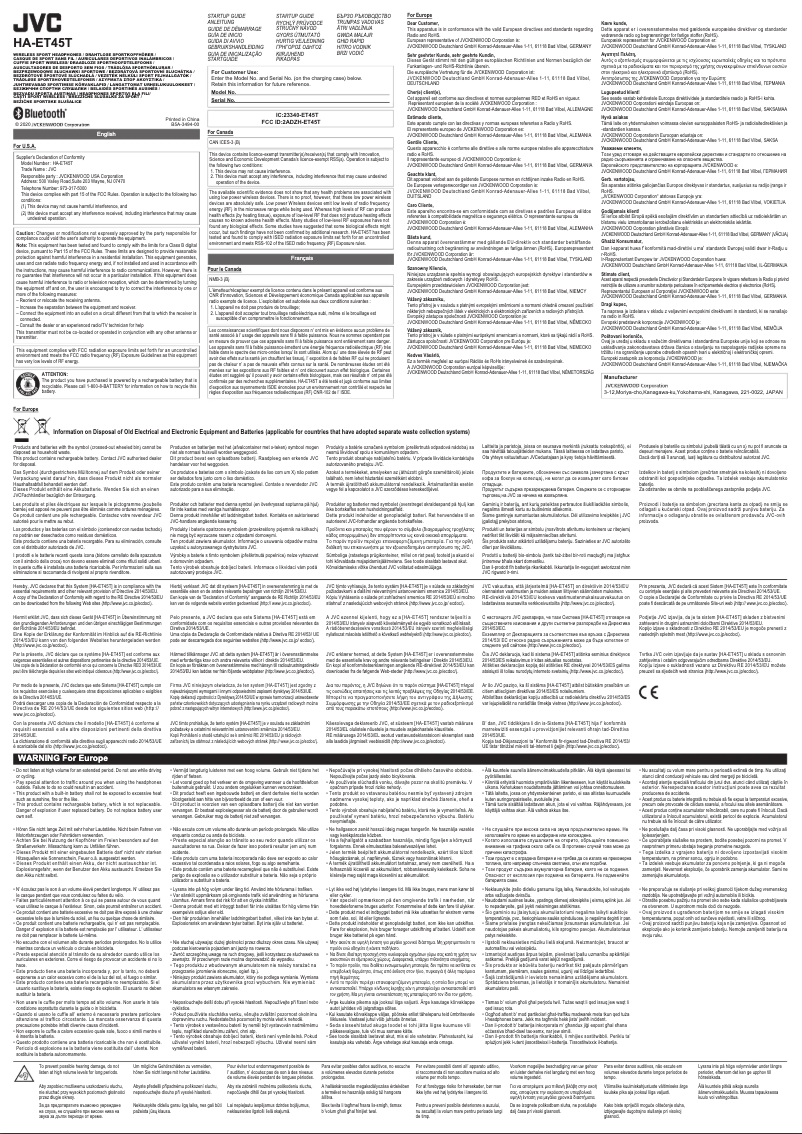 Image de la première page du manuel de l'appareil HA-ET45T