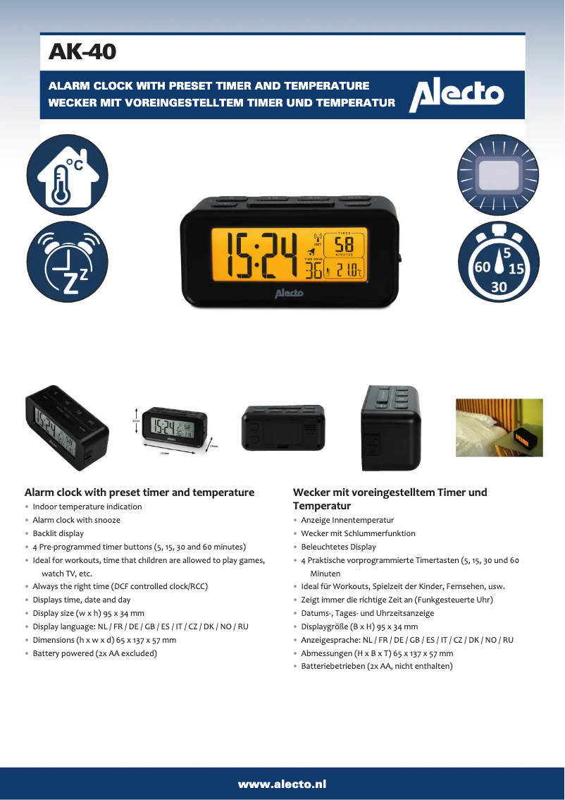 Page n°1 - Manuel utilisateur Alecto AK-40