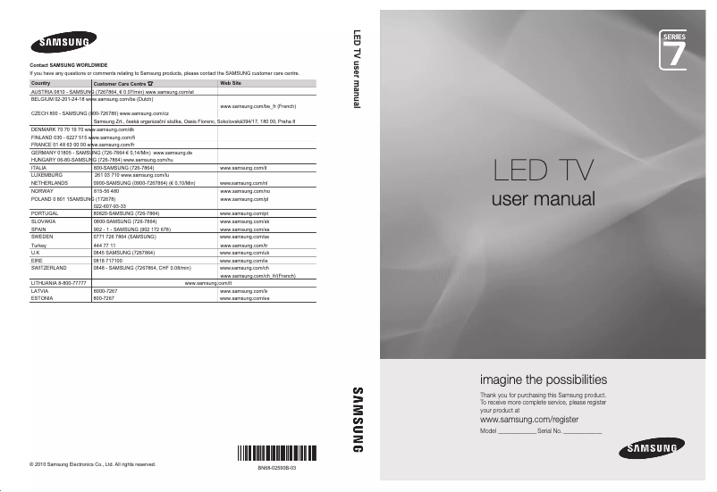 Page n°1 - Manuel utilisateur Samsung UE55C7700WZ