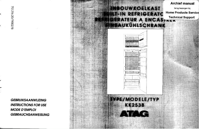 Page 1 de la notice Manuel utilisateur Atag KK253B