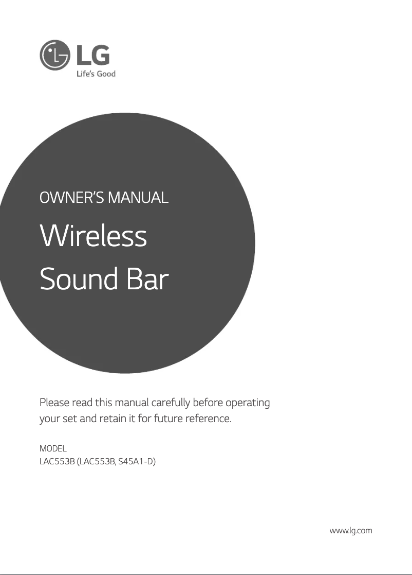 Page n°1 - Manuel utilisateur LG LAC553B