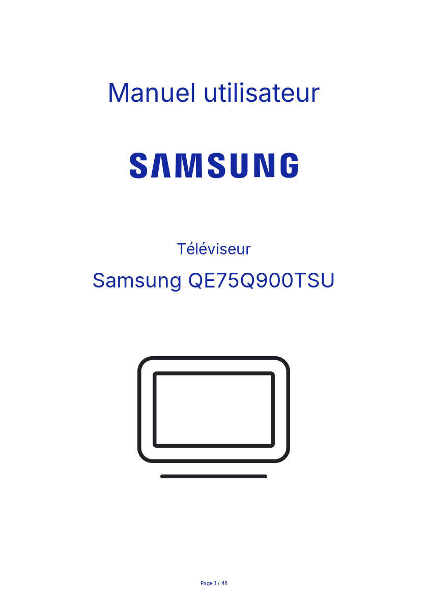 Page n°1 - Manuel utilisateur Samsung QE75Q900TSU