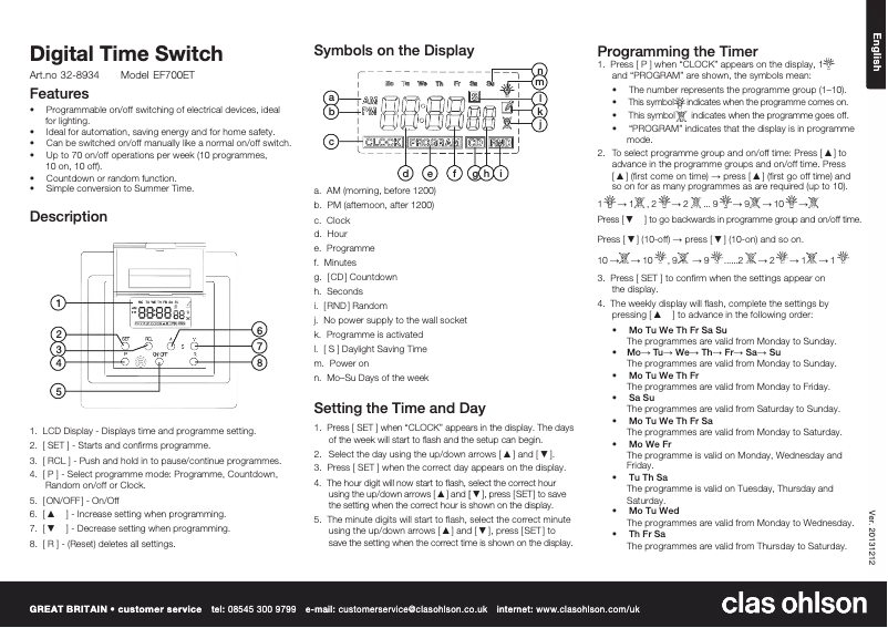 Page n°1 - Manuel utilisateur Clas Ohlson EF700ET - 32-8934