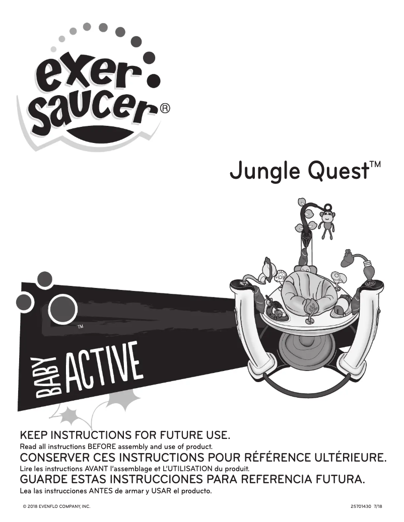 Page 1 de la notice Manuel utilisateur Evenflo Exersaucer Jungle Quest