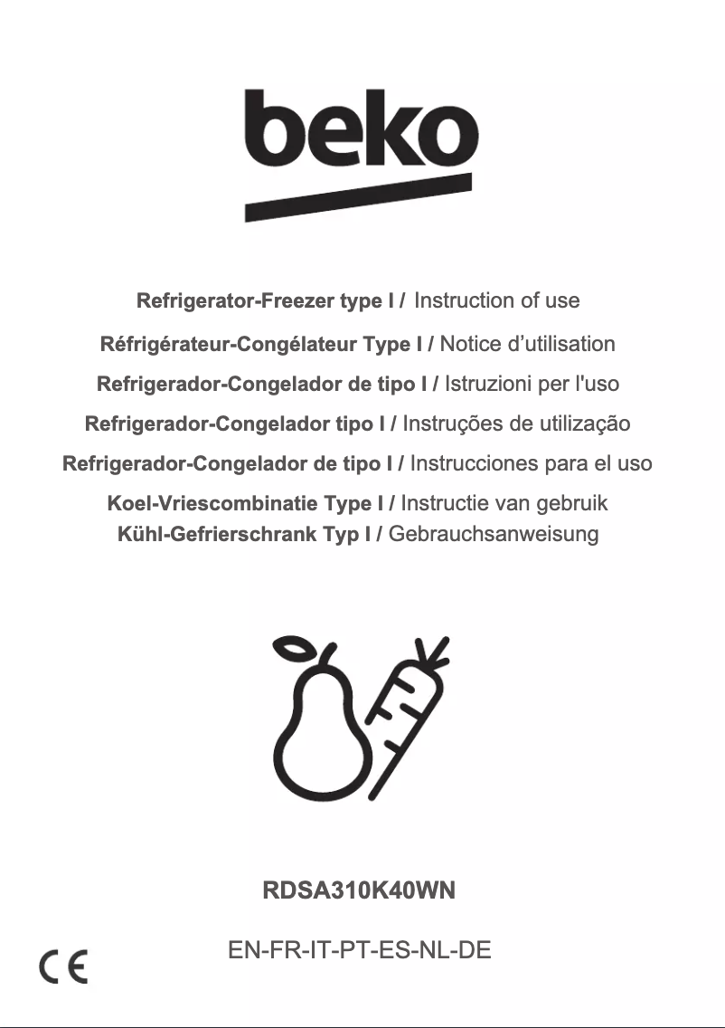 Page 1 de la notice Manuel utilisateur Beko RDSA310K40WN