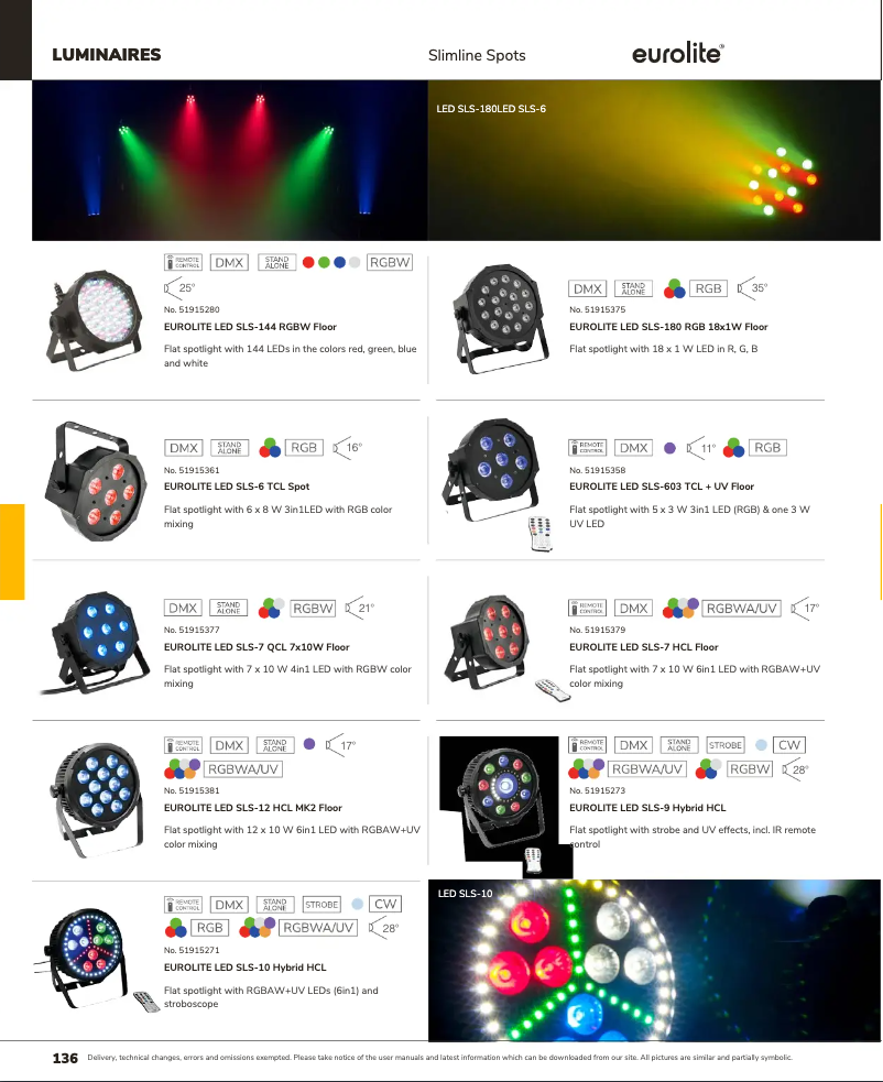 Página 1 del manual Catálogo Eurolite LED SLS-12