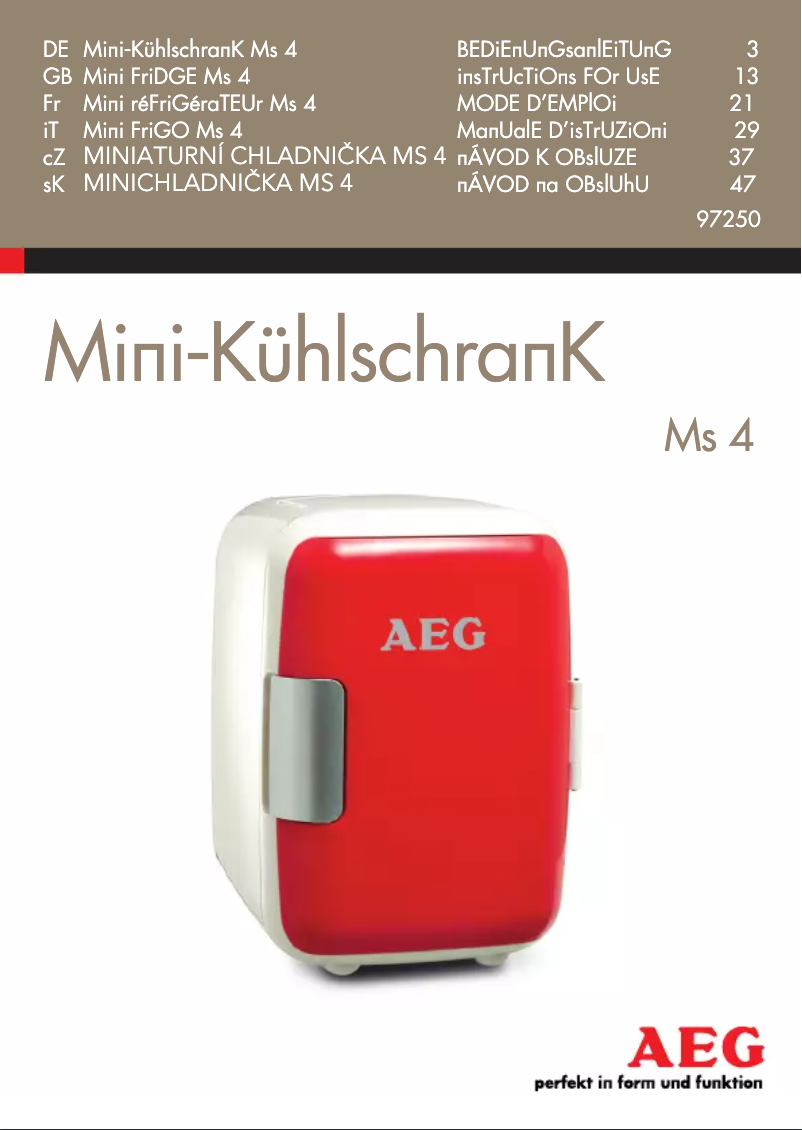 Page n°1 - Manuel utilisateur AEG MS 4 - 97250