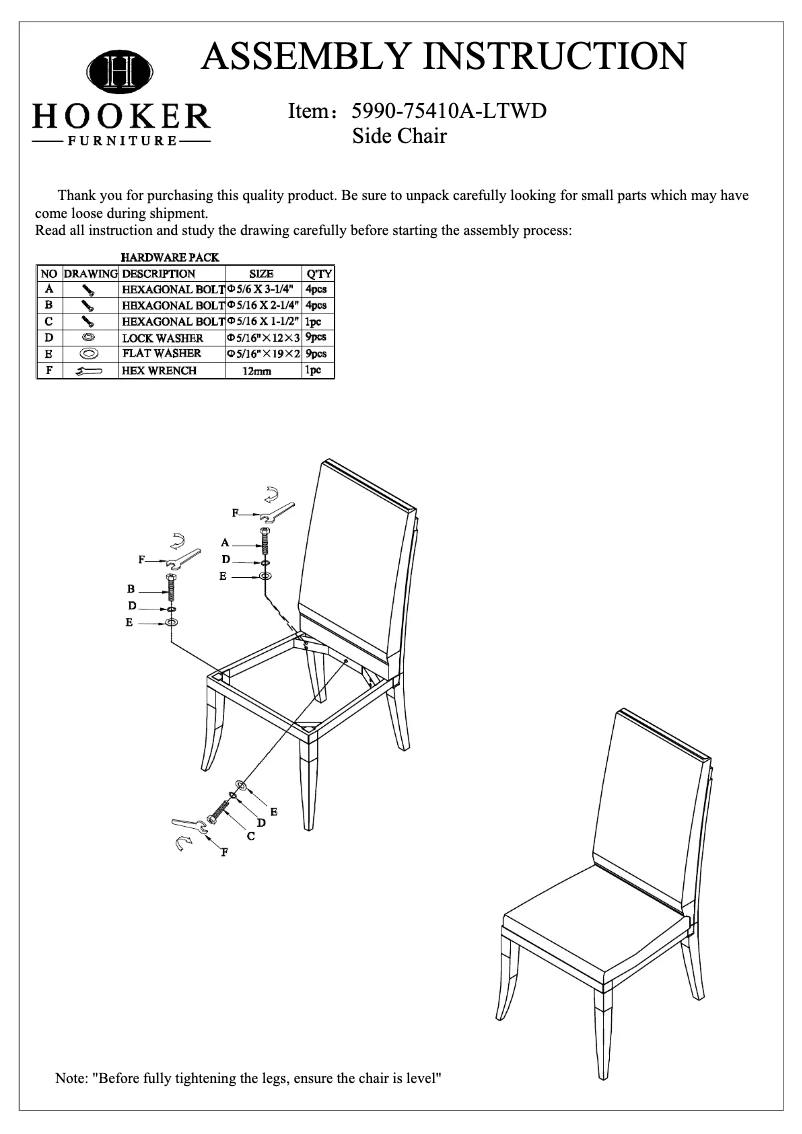 Page 1 de la notice Manuel utilisateur Hooker 5990-75410A-LTWD