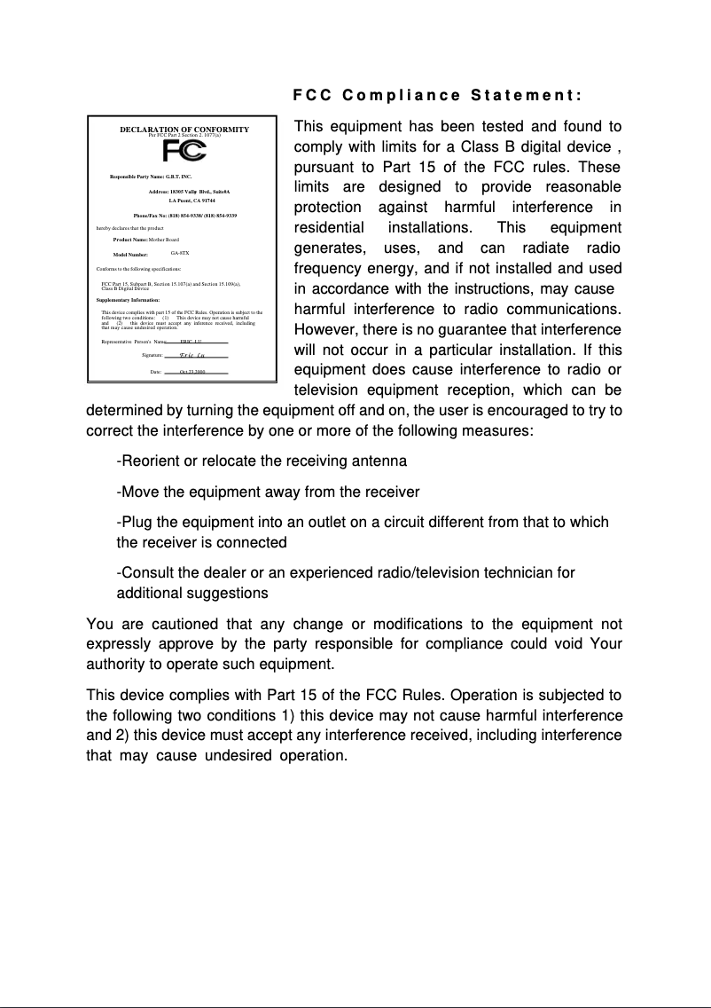 Page 1 de la notice Manuel utilisateur Gigabyte GA-8TX-C